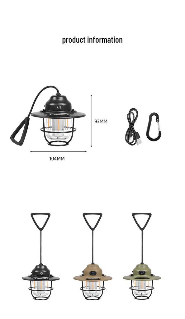 Retro Waterproof Pine Cone Camping Lamp with Tent Atmosphere & Night Light, Handheld Charging & Long Battery Life
