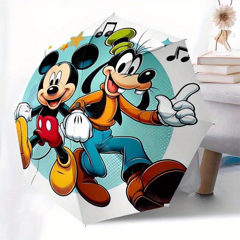 Mickey Mouse, Goofy Automatic Opening and Closing Umbrella - 8 Ribs Portable Folding Umbrella with Plastic Handle, Suitable for Leisure and
