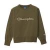 Champion Long Sleeve Crew Relax Script Terry Crew Neck Size M Techweave® T-Shirt, Neck, Fit, Stretch, Quick-Drying, Logo, Sweatshirt, Women's, Olive,