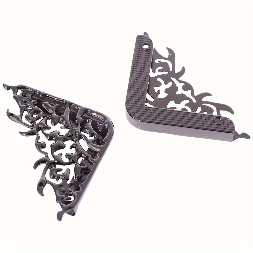 8pcs Metal Bags Handbags Clip Edges Light Black Hollow Corner Protector Edge Safety Guard Fixed Decorative Buckle Accessories