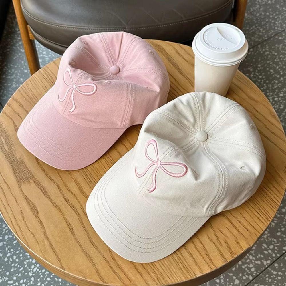 Cotton Bow Embroidered Hat Korean Style Women Peaked Cap Casual Bowknot Baseball Cap  for Girl