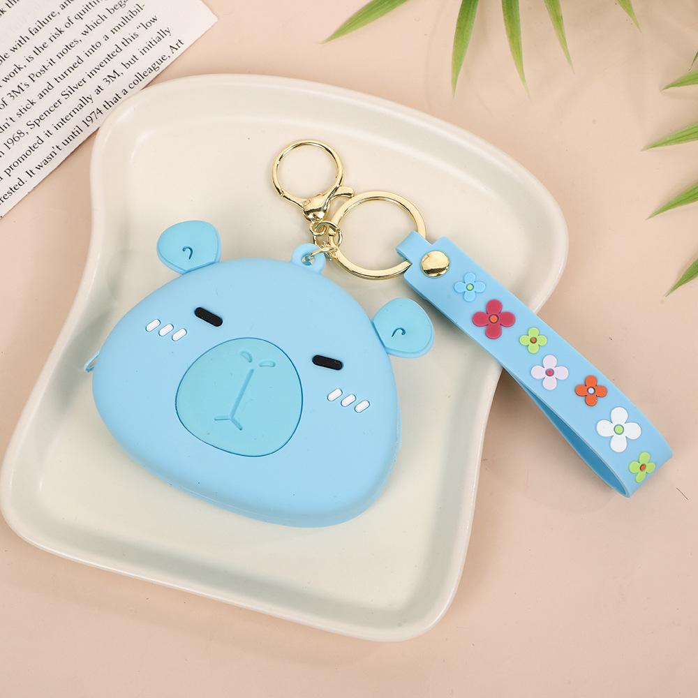 Capibala Silicone Coin Wallet Portable Earphone Storage Bag Cartoon Coin Purse Car Bag Accessories Pendant Key Bag
