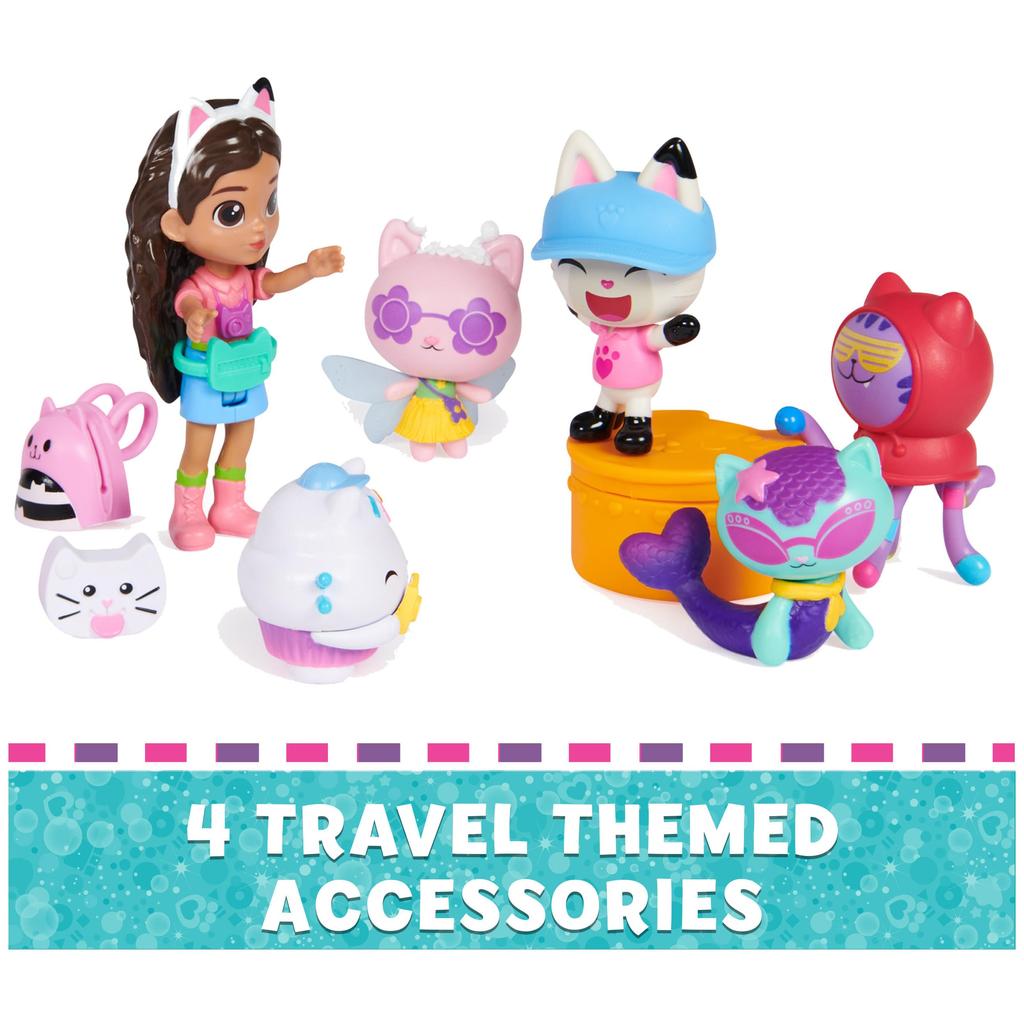Набор фигурок Dollhouse Travel Theme с игрушкой-сюрпризом для кошек Gabby 5 Dollhouse Kids Toys для девочек и мальчиков Кукла Gabby, фигурки, игрушки, аксессуары и 3+