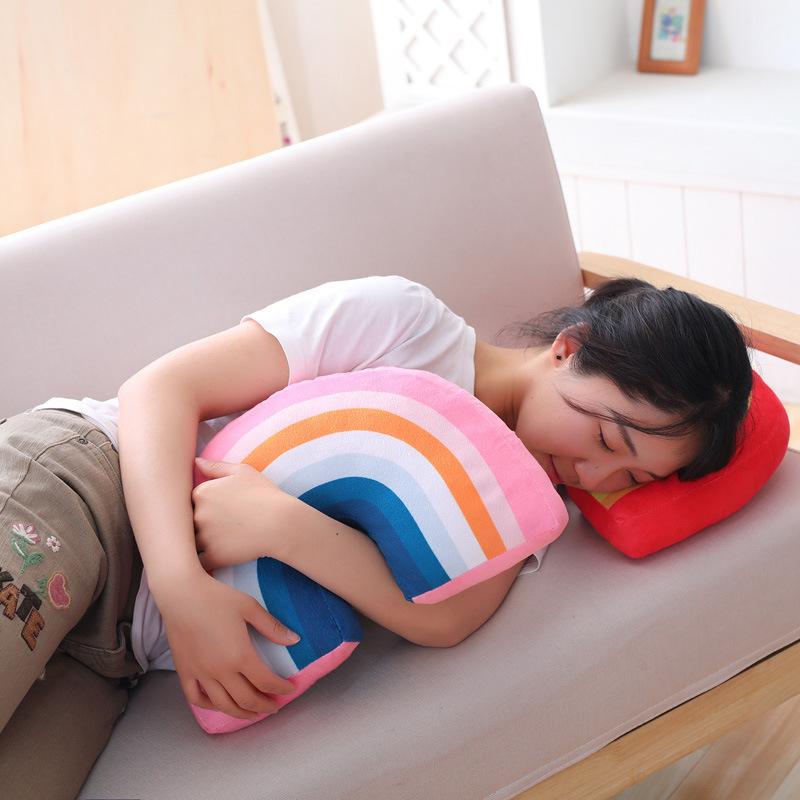 Cute Rainbow Shaped Pillow Kids Plush Toy Office Sleeping Neck Pillow Children's Room Soft Comfortable Cushion Home Decor