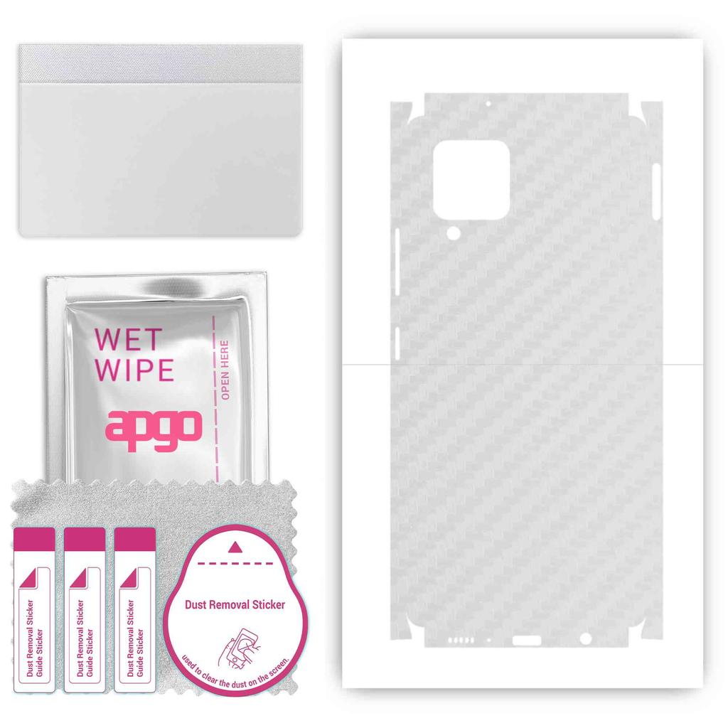 apgo Protective Skin Sticker for the Back+sides Compatible with Samsung Galaxy A42 5G, Full Wrap Film, Foil, Vinyl - Pattern Transparent Carbon