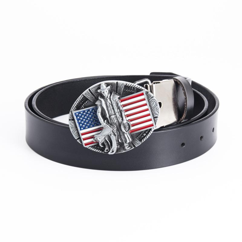 Социальный Молодежный Мужской Модный Ремень Из Коровьей Кожи Цельный Двухслойный Кожаный Индивидуальный Популярный Модный Флаговый Ремень Аксессуары Ремень
