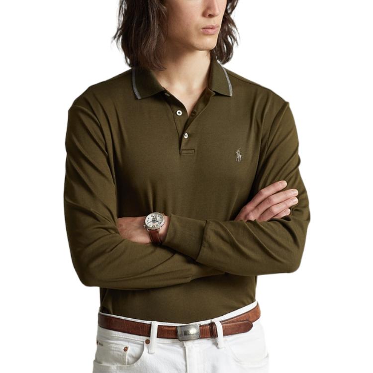 Polo Ralph Lauren FW22 Рубашка поло с принтом логотипа Мужские топы Зеленый MNPOKNI16822195-300