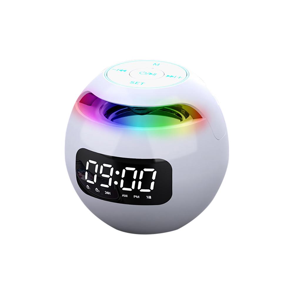 New Clock Colorful Night Lights Bluetooth Speaker Mini Portable Home Bluetooth Speaker With LED Display TF Card MP3 USB Charging