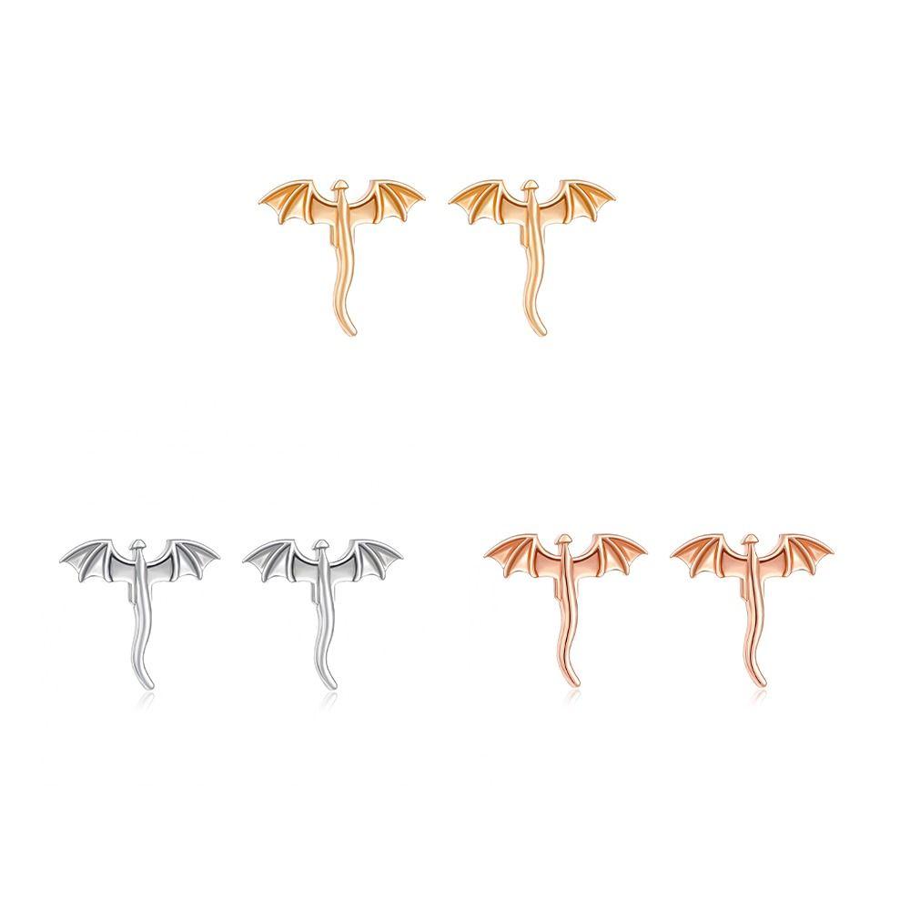 Personality Vintage Dragon Earrings Unique Flying Dragon Stud Earrings Metal Stud Earrings Daily
