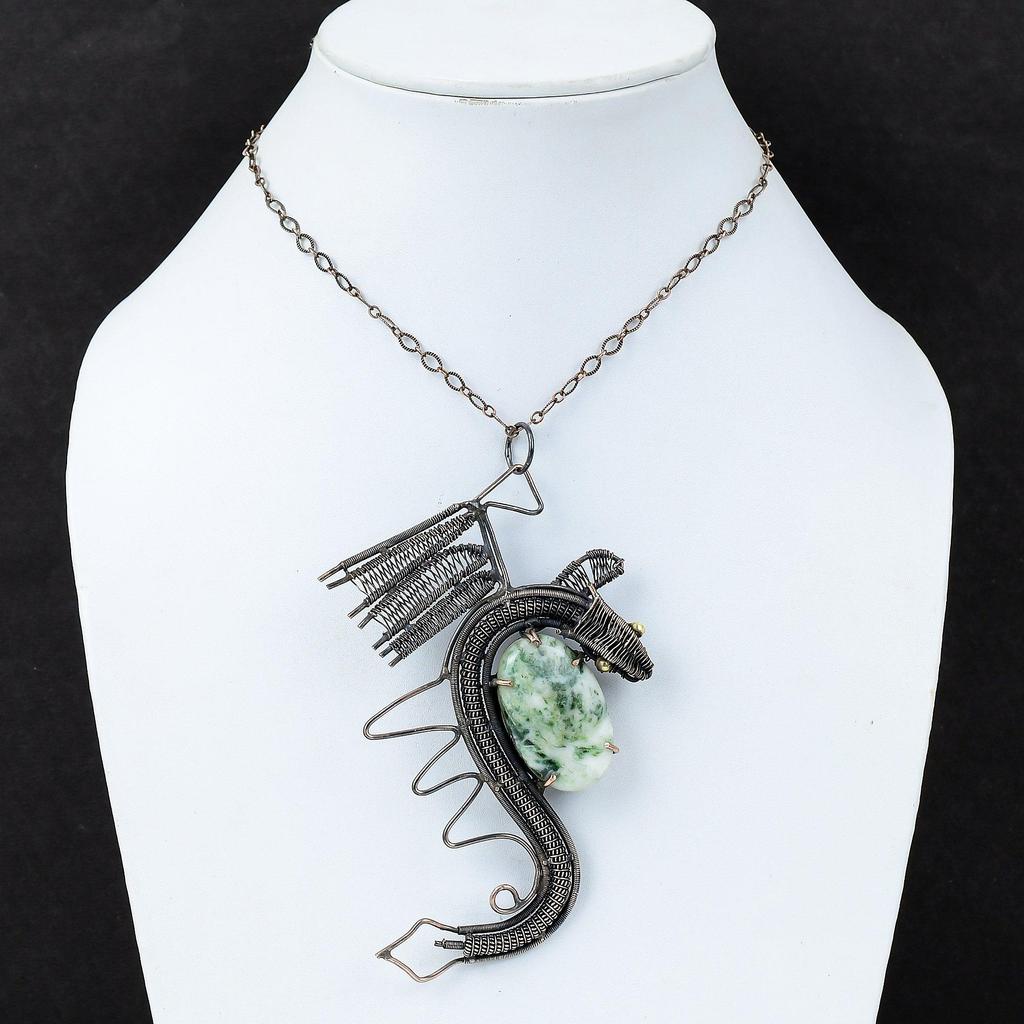 Кулон с деревом и агатом, кулон в медной проволоке, кулон ручной работы с драгоценным камнем, чудесный кулон с драконом, подарок на помолвку, кулон с деревом, агатом, медные украшения