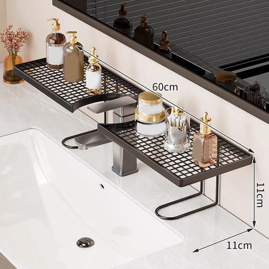 Yousheng Faucet Holder U-Shaped Large Capacity Design Organizer No Drilling Waterproof Rust-Proof Drainage Rack for Toothbrushes Cups Facial Cleanser