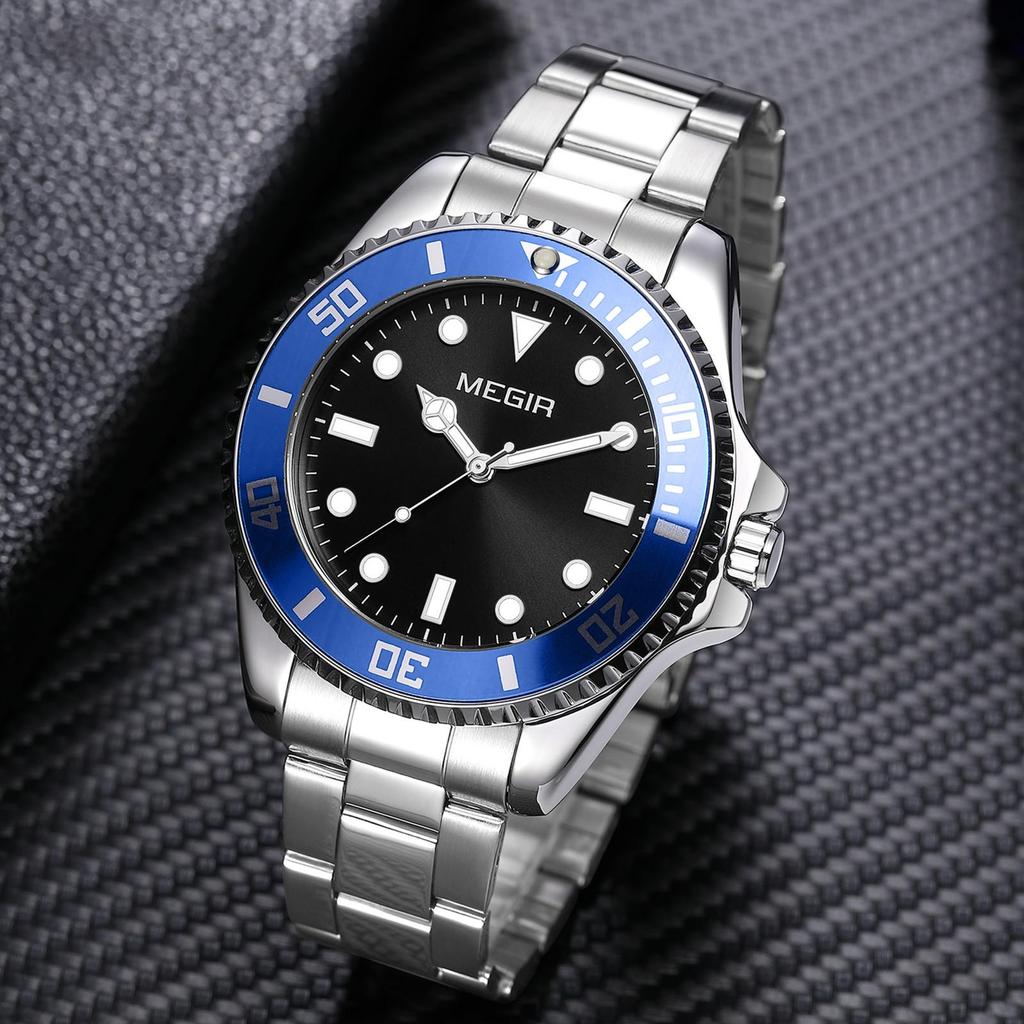 Megir Luxury Stainless Steel Strap Men's Business Wristwatches Waterproof Male Quartz Military Watches Clock Reloj Hombre 1090