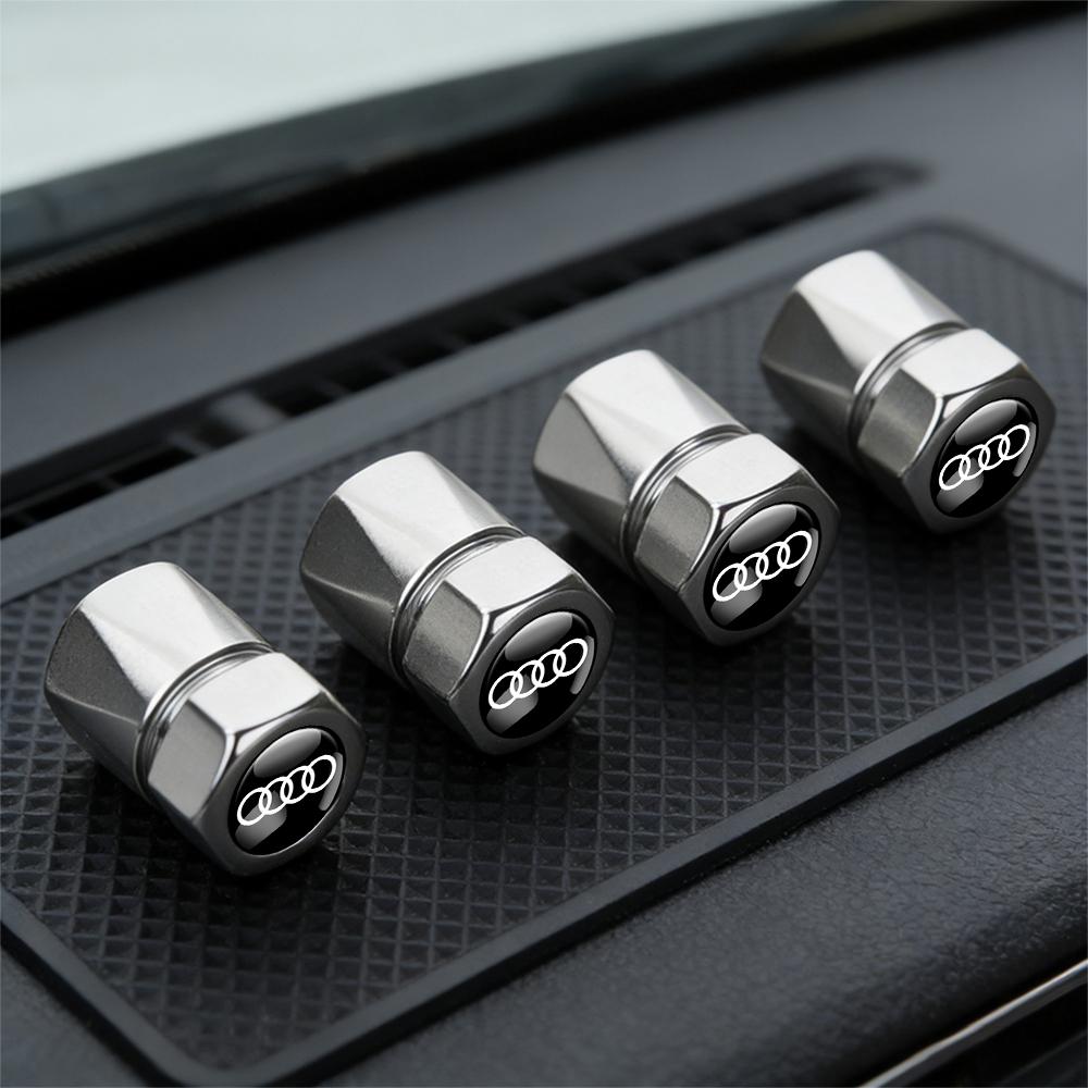 New 4Pcs Aluminum Car Tire Valve Caps Diamond Tyre Valve Airtight Cover Waterproof Dust For T A1 A2 A3 A4 A5 Sline TT Motorcycles