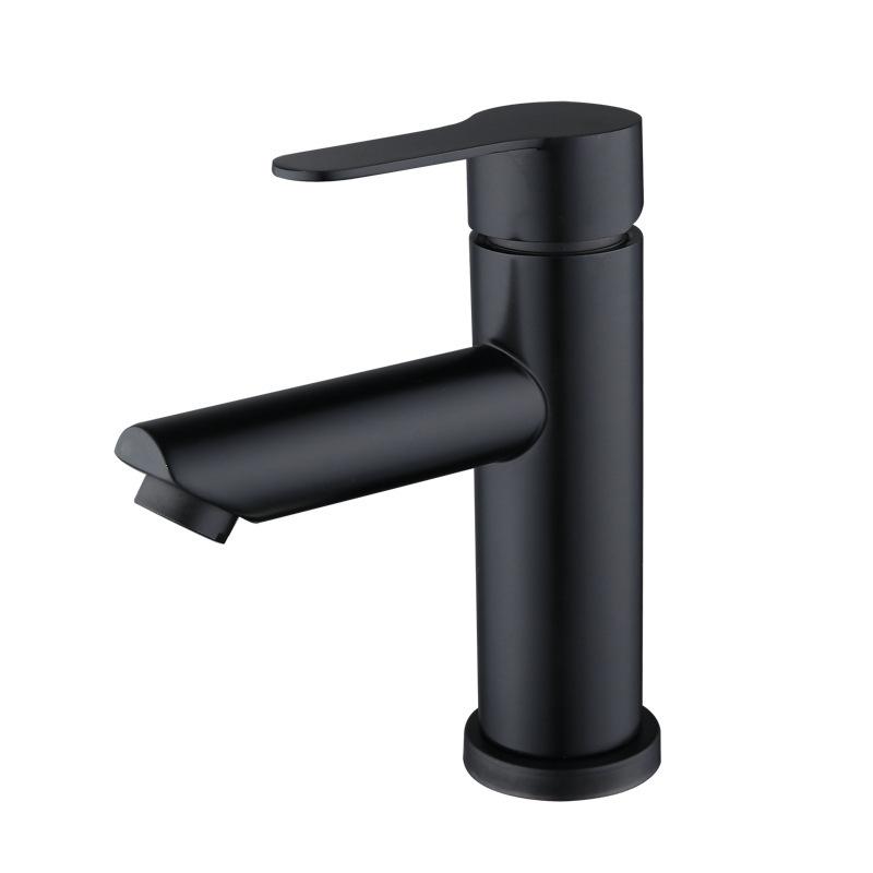 304 Stainless Steel Basin Faucet, Household Bathroom Wash Basin Hot and Cold Faucet, Black Basin Faucet
