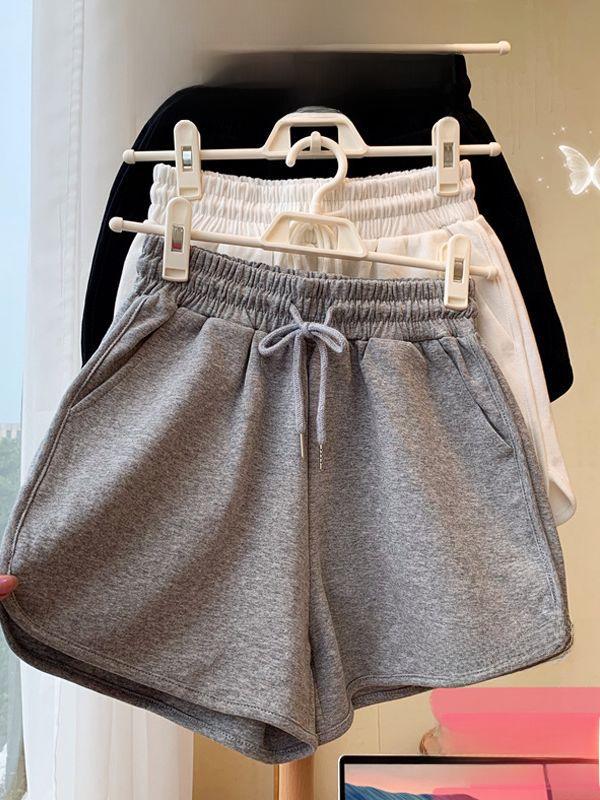 Женские летние свободные спортивные шорты с высокой талией - повседневная домашняя одежда с широкими штанинами в корейском стиле