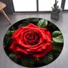 1 шт., круглый ковер с рисунком красной розы, для дома, нескользящий, моющийся, из волокна, мягкий, удобный коврик для спальни, гостиной
