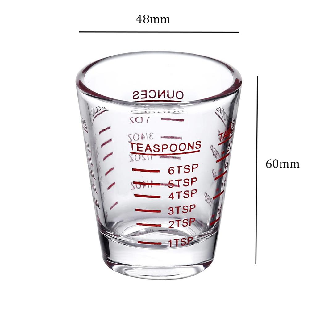 Measuring Cup, Espresso Shot Glass, 30ml Shot Glass Set, Graduated Glass, Sake Glass, Wine Glass, Measuring Glass (Black, Red)