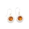 Natural Yellow Citrine 925 Sterling Silver Handmade Round Shape Dangle Earrings EE-153-1