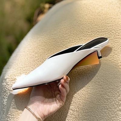 Модные женские полушлепанцы Баотоу для ношения на улице летом, с острым носком, мелким вырезом, на шпильке, каблуке-рюмочке, без застежки, нескользящие