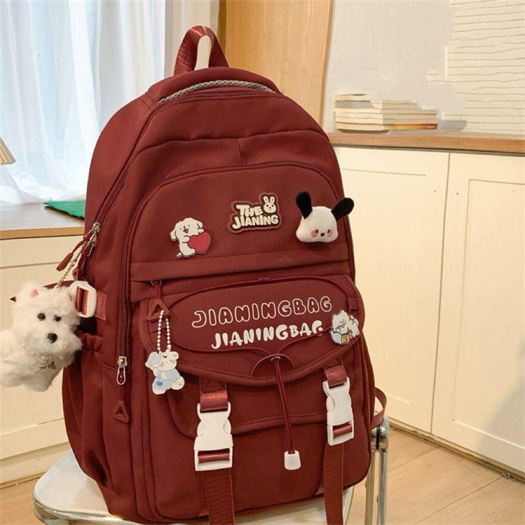 1pcs / 2 Pcs School Bags for Teenage Girls Red Alphabet Cute Gift Students Bookbag Letters Travel Waterproof Bagpack