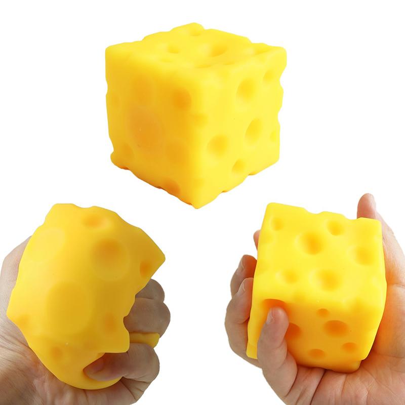 Новая Сырная Новинка Сжимающая Игрушка Мягкая Резина Прыгающая Сенсорная Игрушка-антистресс Для Снятия Тревоги Концентрации Расслабления Развлечения Форма Сыра