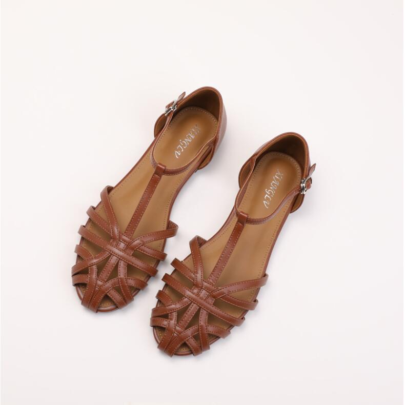 Босоножки Баотоу для женщин Модные дышащие сандалии с вырезами Модные уличные повседневные сандалии Летние праздничные римские туфли для женщин