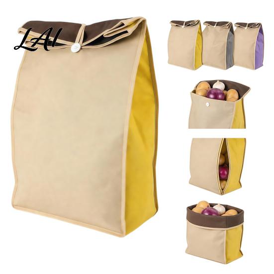 Garlic And Onion Storage Organizers Self Sealing Potato Bag Breathable Non-woven Roll Top Closures Reusable Root Vegetable Keeper Organizer,