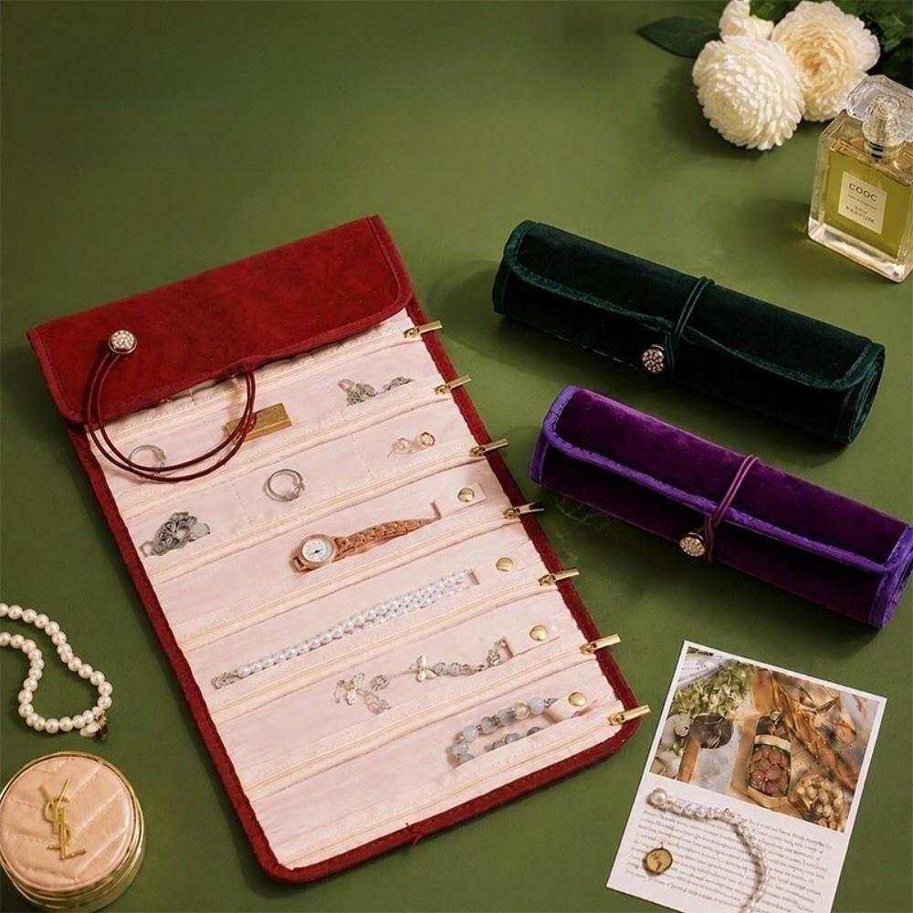 Rollable Rolled Jewelry Storage Bag Multi Layer Jewelry Storage Book Travel Jewelry Case  Gift