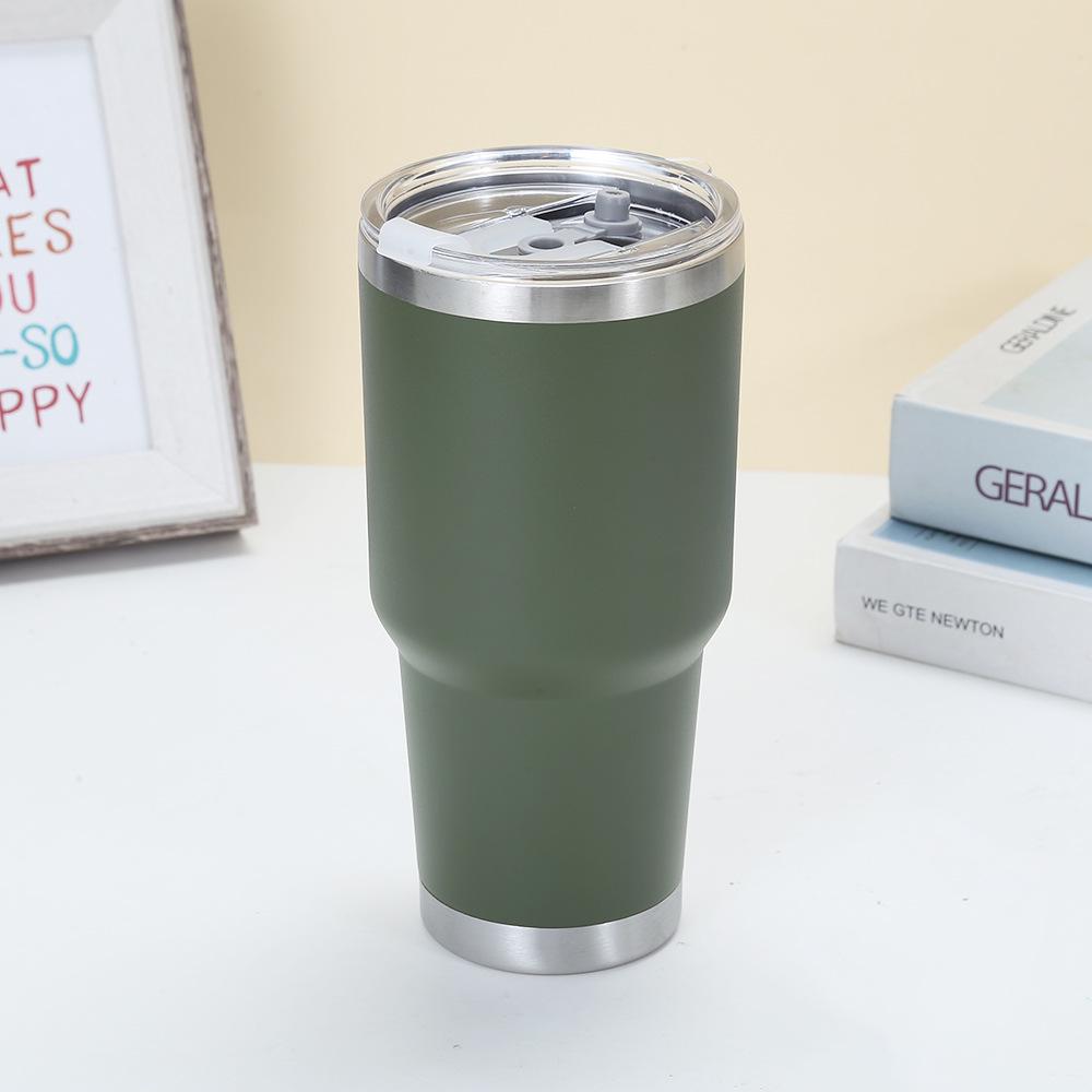 30oz Powder Coated Stainless Steel Insulated Car Cup - Double Layer, Large Capacity, Ice Buster for Outdoor Cold Storage