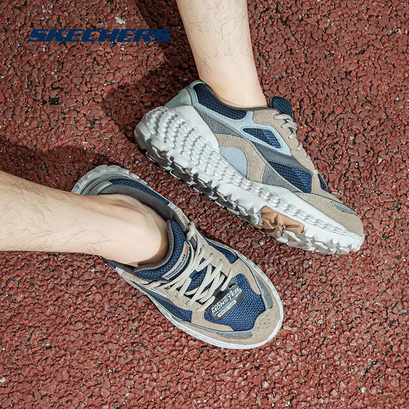 Skechers Мужская обувь, Спортивно-повседневная обувь, Мужские кроссовки на толстой подошве, Городские, Для активного отдыха, Ретро, Маленький монстр, TNV Коричнево-синие, Размер 41.5