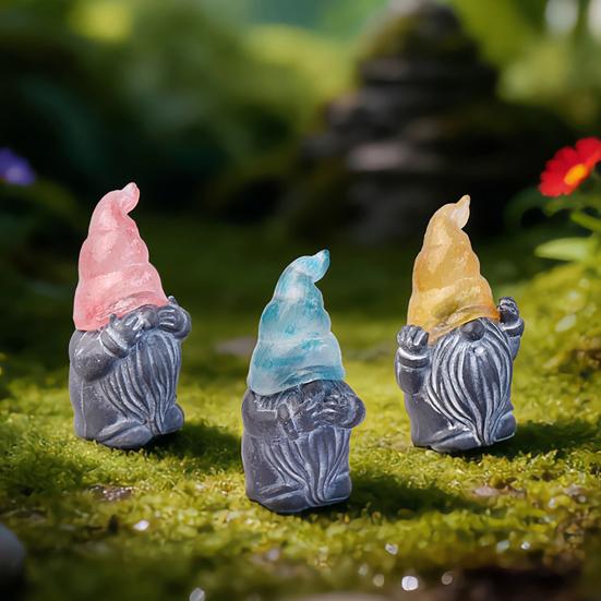 3 Pcs Gnome Garden Hear See Speak Stakes Resin Miniature No Evil Gnome