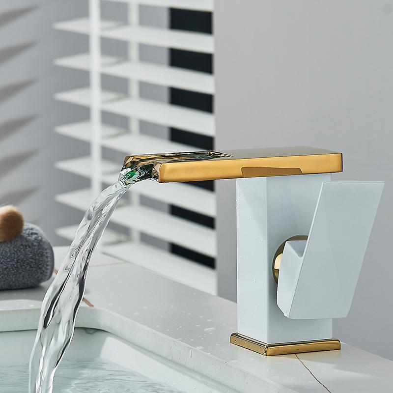 Смеситель для раковины Blackgold для ванной комнаты с одной ручкой и одним отверстием в форме буквы «С», смеситель для туалетного столика с горячей и холодной водой