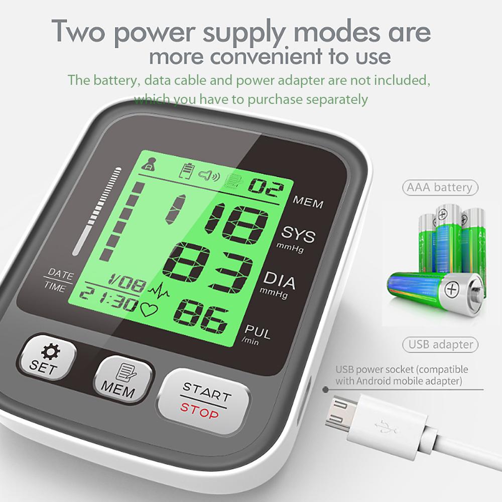 JZ256A Монитор артериального давления на плече с большой манжетой/режимом 2 пользователей/3-цветным индикатором подсветки/ЖК-экраном Автоматический монитор АД