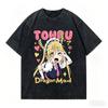 2026 Summer Cute Kawaii Anime Tee Kobayashi's Dragon Maid Tohru Winking Dragon Maid Art Y2K Style Cotton T-shirt for Girls