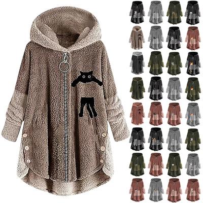 Женская осенне-зимняя повседневная однотонная плюшевая теплая куртка с капюшоном больших размеров