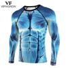 Футболки для фитнеса с длинным рукавом и круглым вырезом, мужская модная повседневная спортивная футболка с принтом Muscle 3D для тренировок, облегающий топ