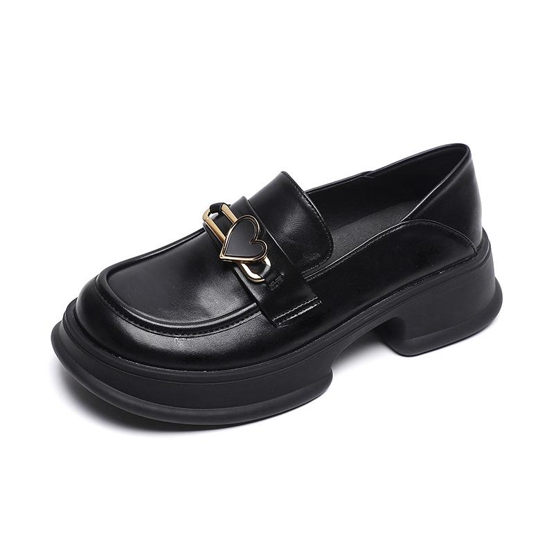 Weiwei Girl 158-2 Platform Loafers Women's Retro One-pedal Small Leather Shoes Small College Style Single Shoes Women