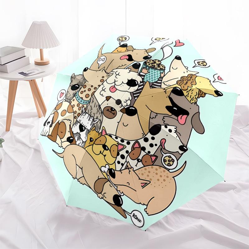 1pc Dogs Cute Fashionable Auto Opening/Closing Folding Umbrella with 8 Bones, Windproof Portable, Daily Use306