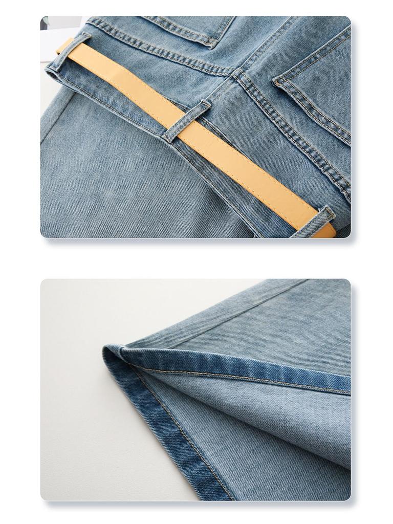 Летняя женская джинсовая юбка миди с высокой посадкой - Приталенная А-силуэта для фигуры типа "груша"