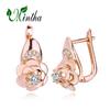 MINTHA Clip Earrings Trendy Fashion Jewelry Cubic Zirconia Earrings For Women Flower Rose Gold Color Earrings