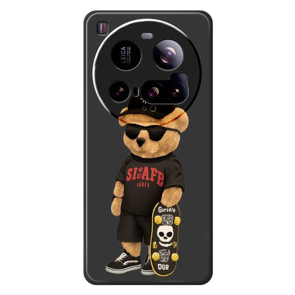 For Xiaomi 15 Ultra Case Cool Bear Pattern Printing Straight Edge TPU Phone Back Cover