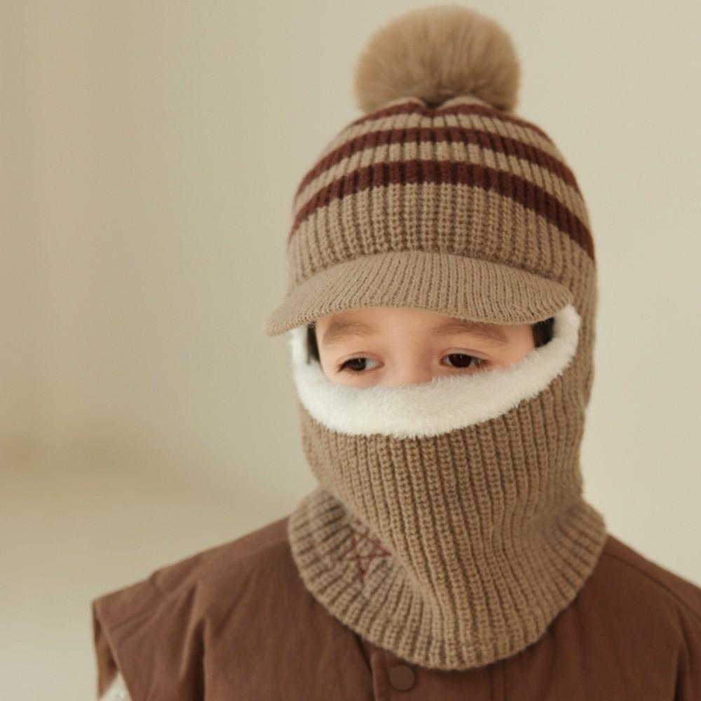 Plush Kids Ear Protection Balaclava Thermal Warm Neck Warmer Hat 2 In 1 Thick Knit Beanie Outdoor