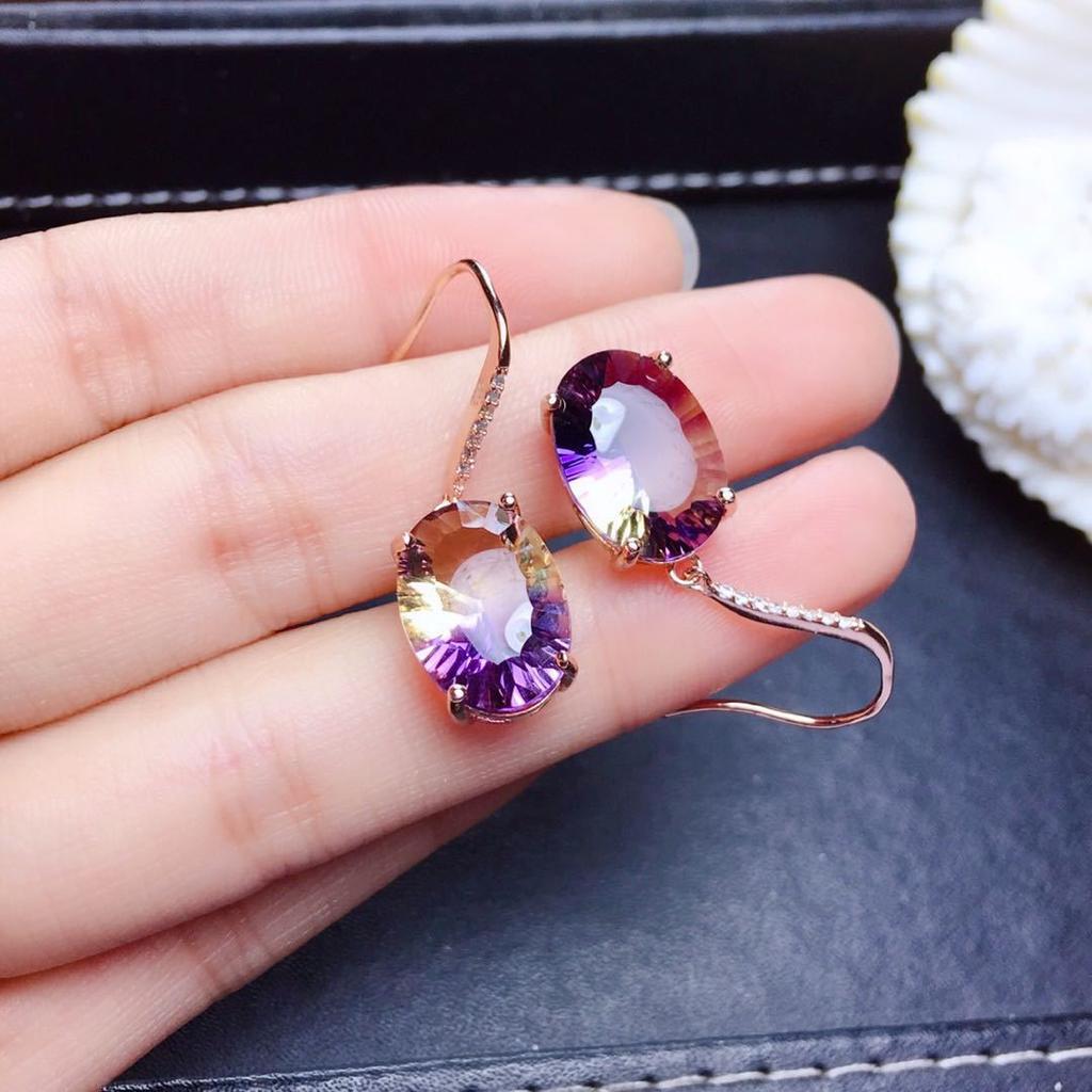 Серьги из стерлингового серебра 925 пробы, красочный драгоценный камень, аметист, золотые серьги 18 карат для женщин, очаровательные ювелирные изделия, подарок