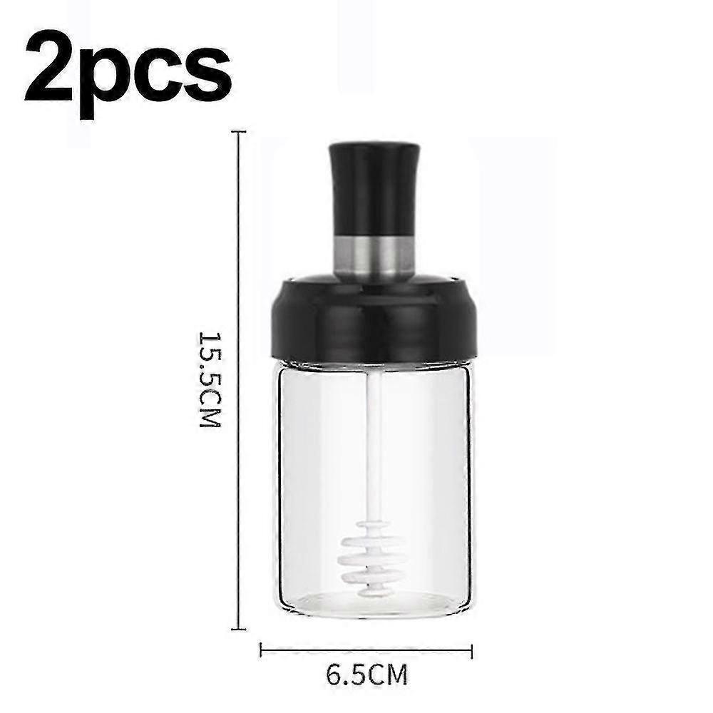 Sauce Jar Transparent Glass Combination Spoon With Lid Canisters Storing Seasoning Spices Salt Sugar 26-27s