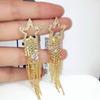 2PC women's fashionable rhinestone sparkling star tassel earrings suitable for banquet and party accessories