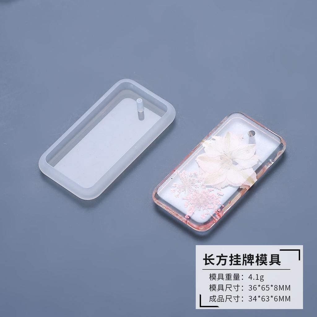 New 1Pcs DIY Keychain Pendant Silicone Mold Set Crystal Epoxy Resin Mold Round Rectangle Pendants Jewelry Making Casting Mould