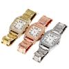 Fashion Square Watches Women Crystal Gold Watches Luxury Stainless Steel Quartz Wristwatches Clock