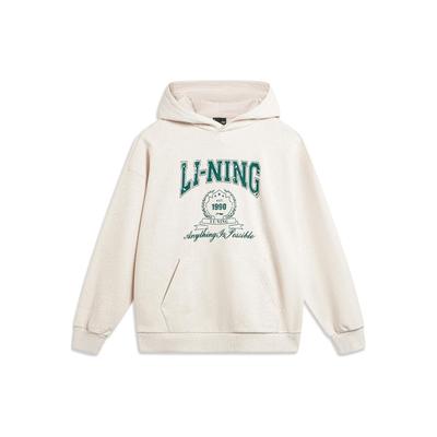 Li Ning Sports Lifestyle Series Letter Logo Printed Hoodie Unisex Hoodies Flower-Gray Tile-Gray AWDTB43-3