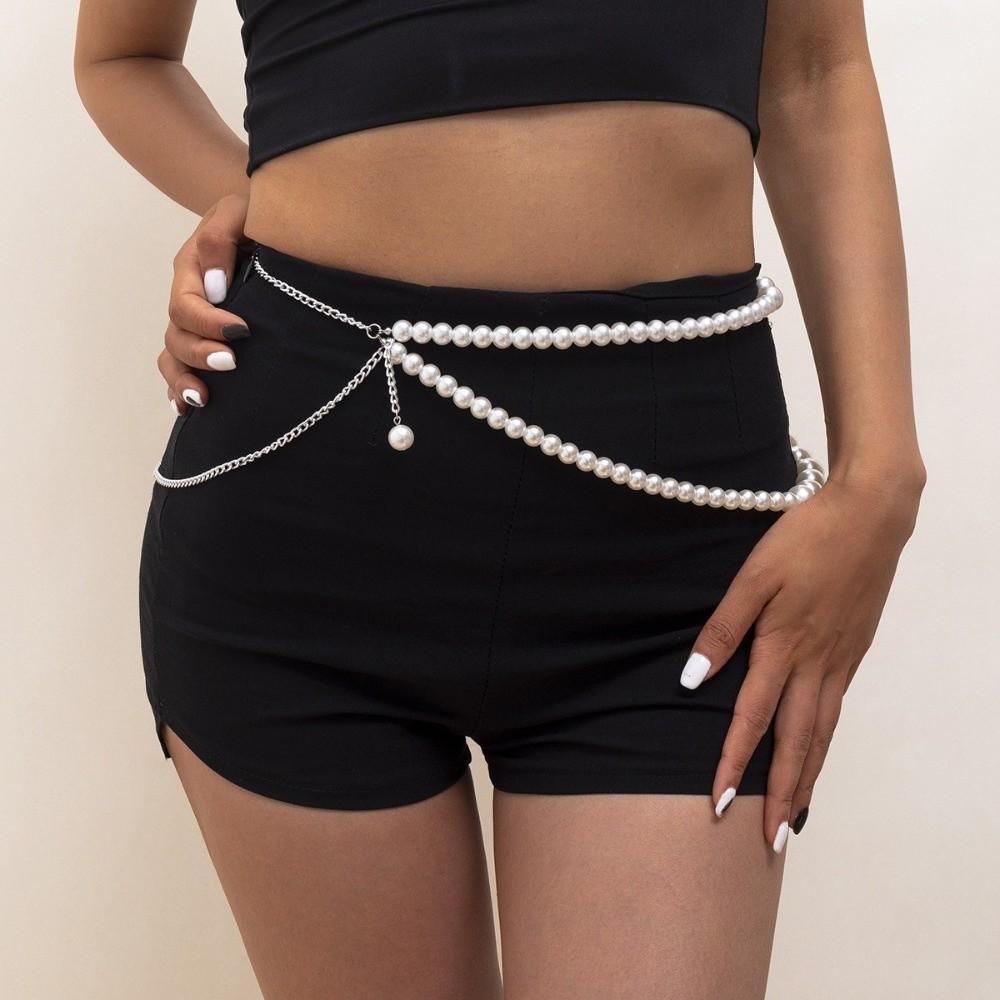 Multi-layer Waist Chain Belt Geometric Party Belt Stylish Beads Chain Belt Body Jewelry