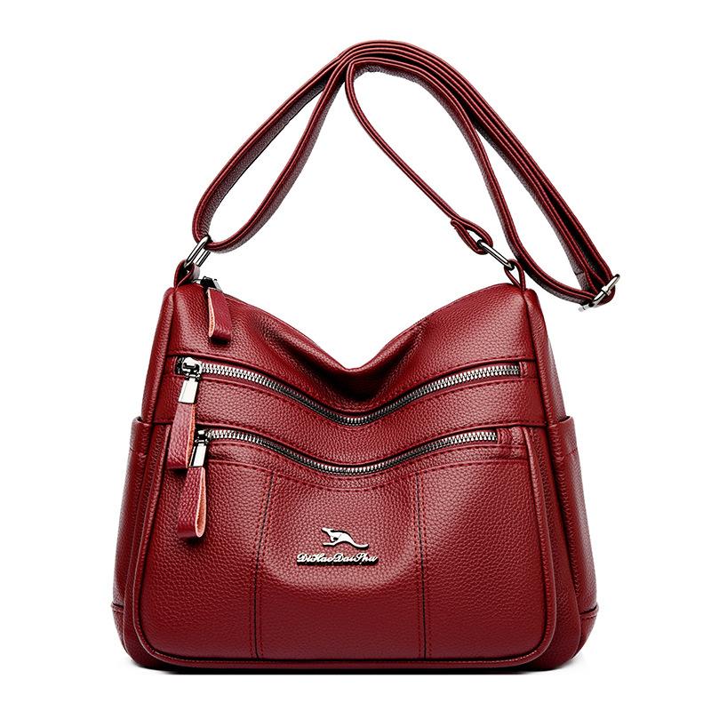 Soft Leather Women's Bag 2025 Simple High-end Fashion Mother Middle-aged Messenger Bag Niche Versatile Commuter Shoulder Bag